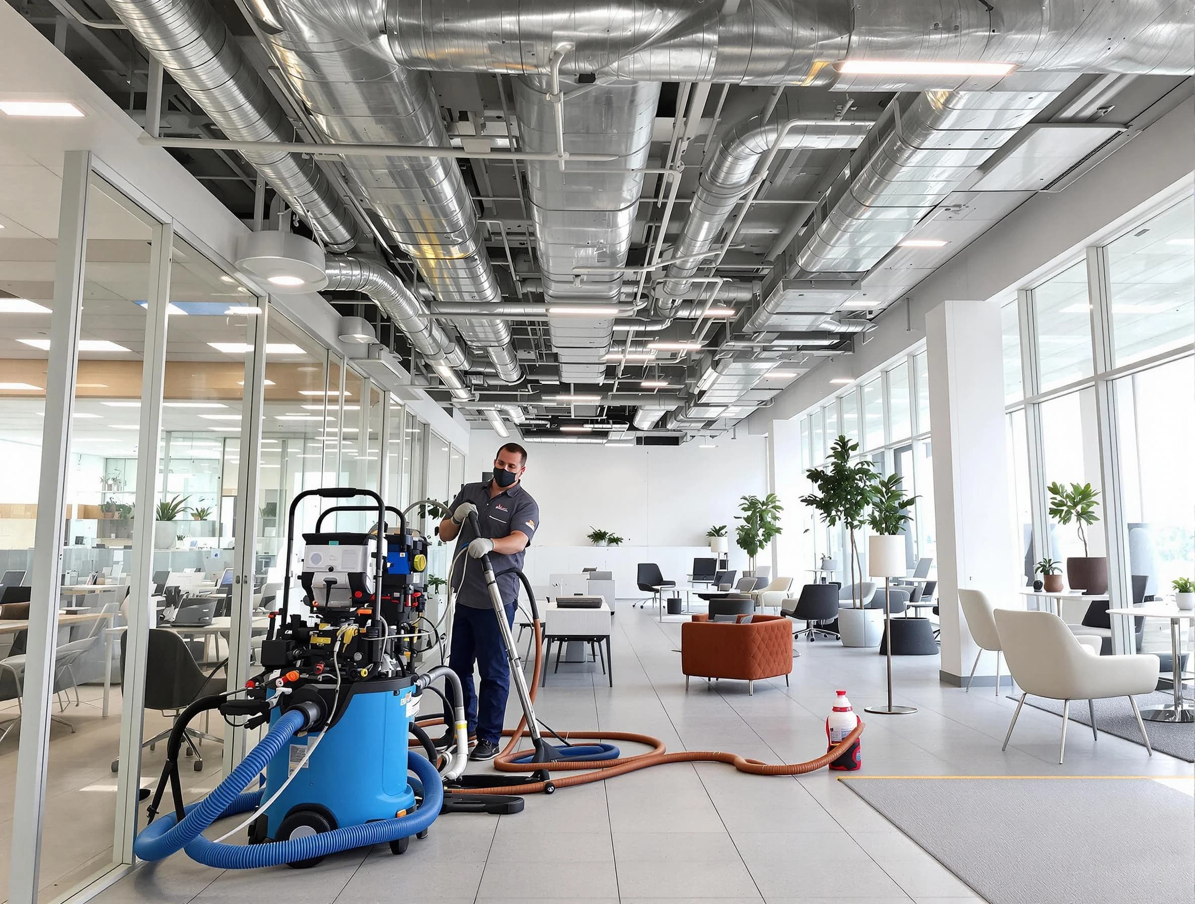 Bethany Air Duct Cleaning team conducting comprehensive commercial duct cleaning at a business location in Bethany