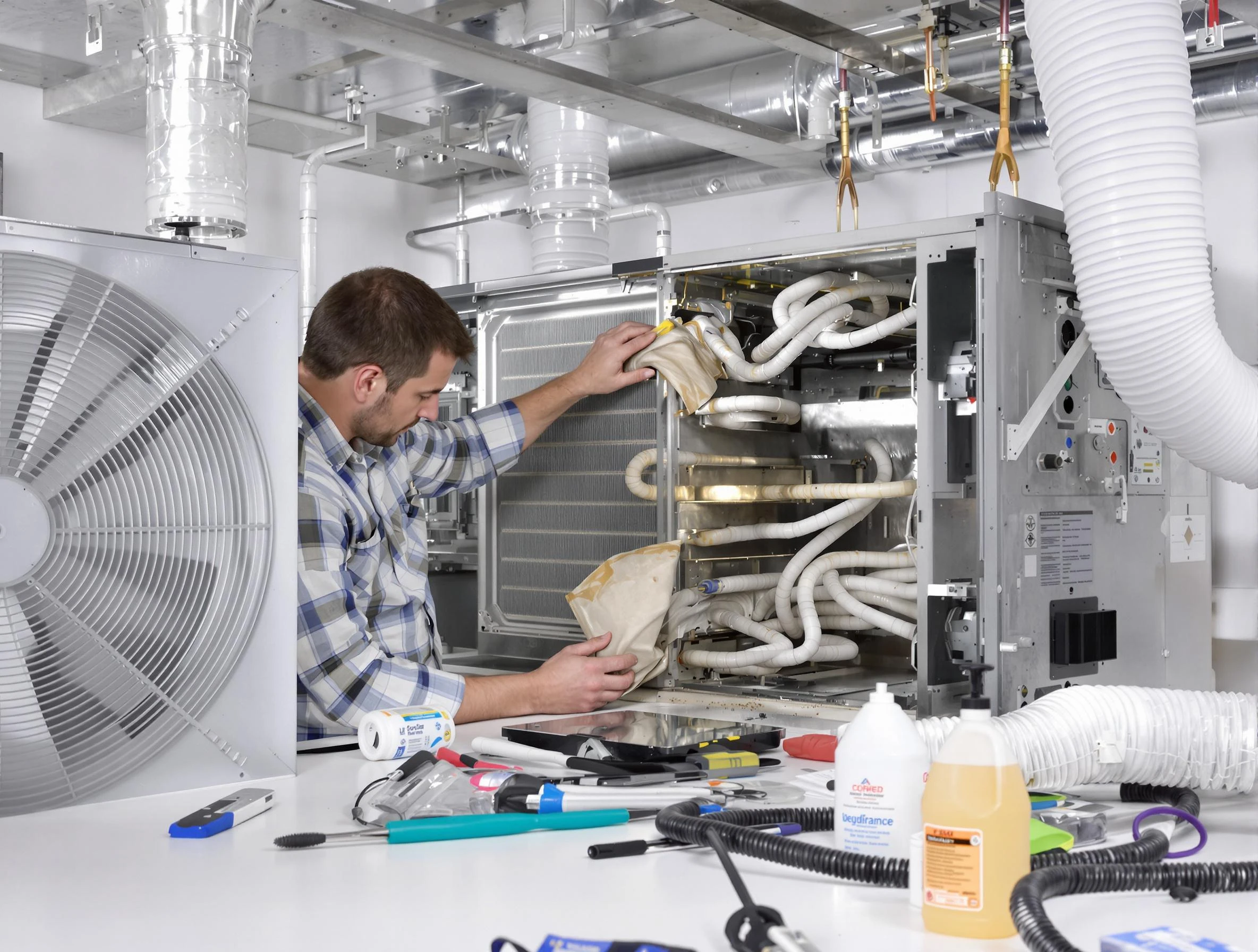 Bethany Air Duct Cleaning specialist performing precision AC coil cleaning in Bethany